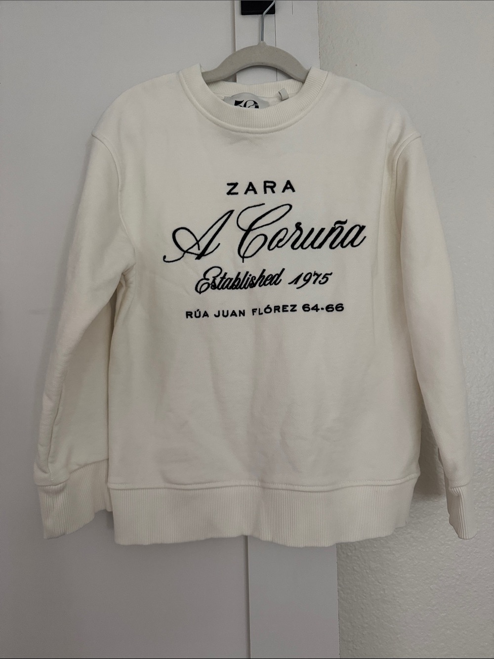 Zara 50th Anniversary embroidered crewneck sweatshirt in oyster white Girl 13-14